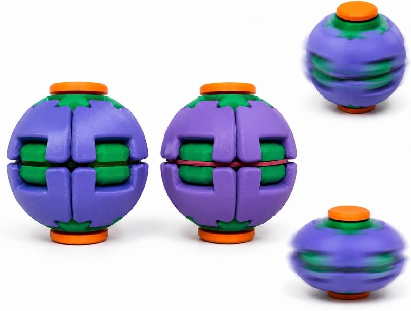 2PC 3D Printed Fidget Toys, Rotating Pop Up Stress Ball, Fun Fidget Spinner