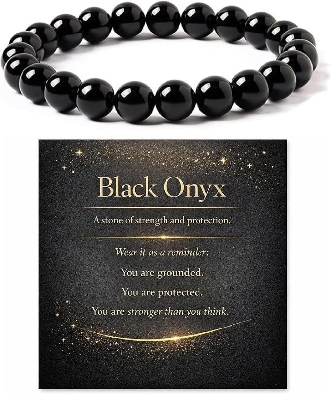 Black Onyx Bracelet Shungite Bracelet Black Onyx Jewelry Gifts for Woman Men