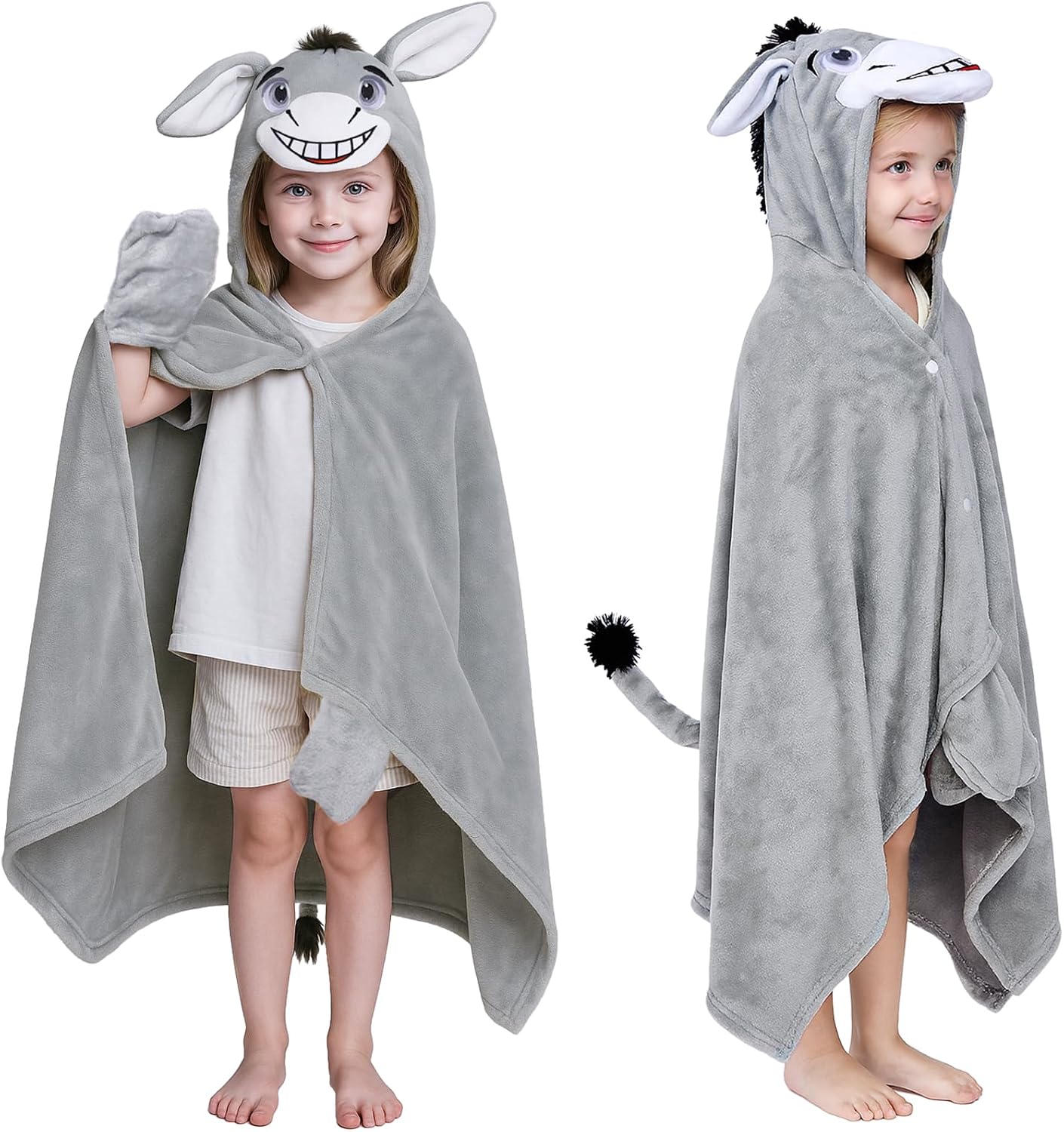 Oversized Wearable Blanket Hoodie - Donkey Gifts for Birthday Christmas, Warm and Cozy Flannel Animal Blanket Cloak