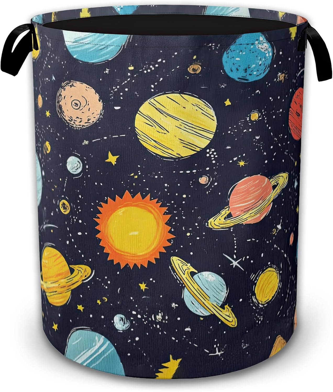 Laundry Hamper Foldable with Handles,Galaxy Planet Oxford Cloth Basket,Large Capacity Storage Organizer for Bedroom Bathroom Dorm Room