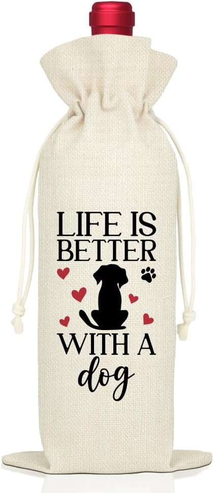 AGMDESIGN Life Is Better With Dogs Wine Bag Dog Lover Gifts for Women