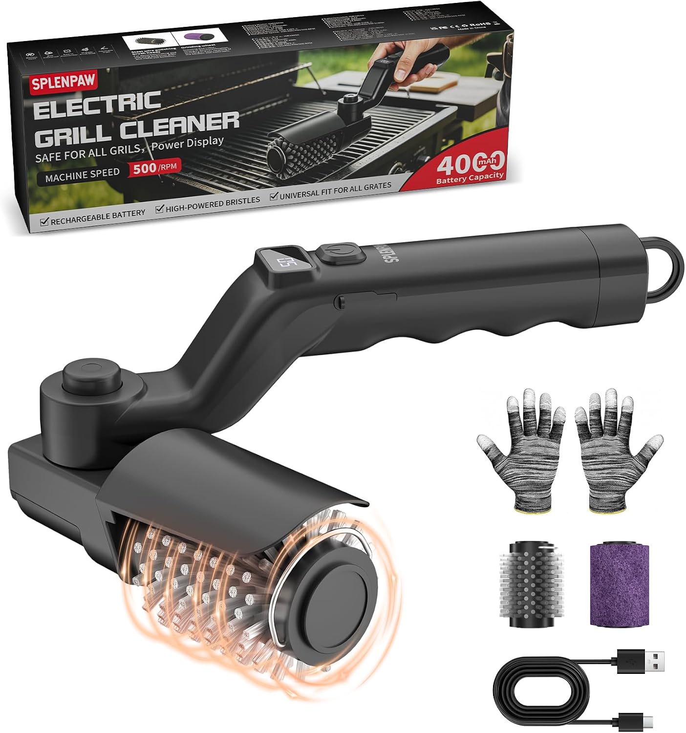 Splenpaw Cordless Electric Grill Brushes
