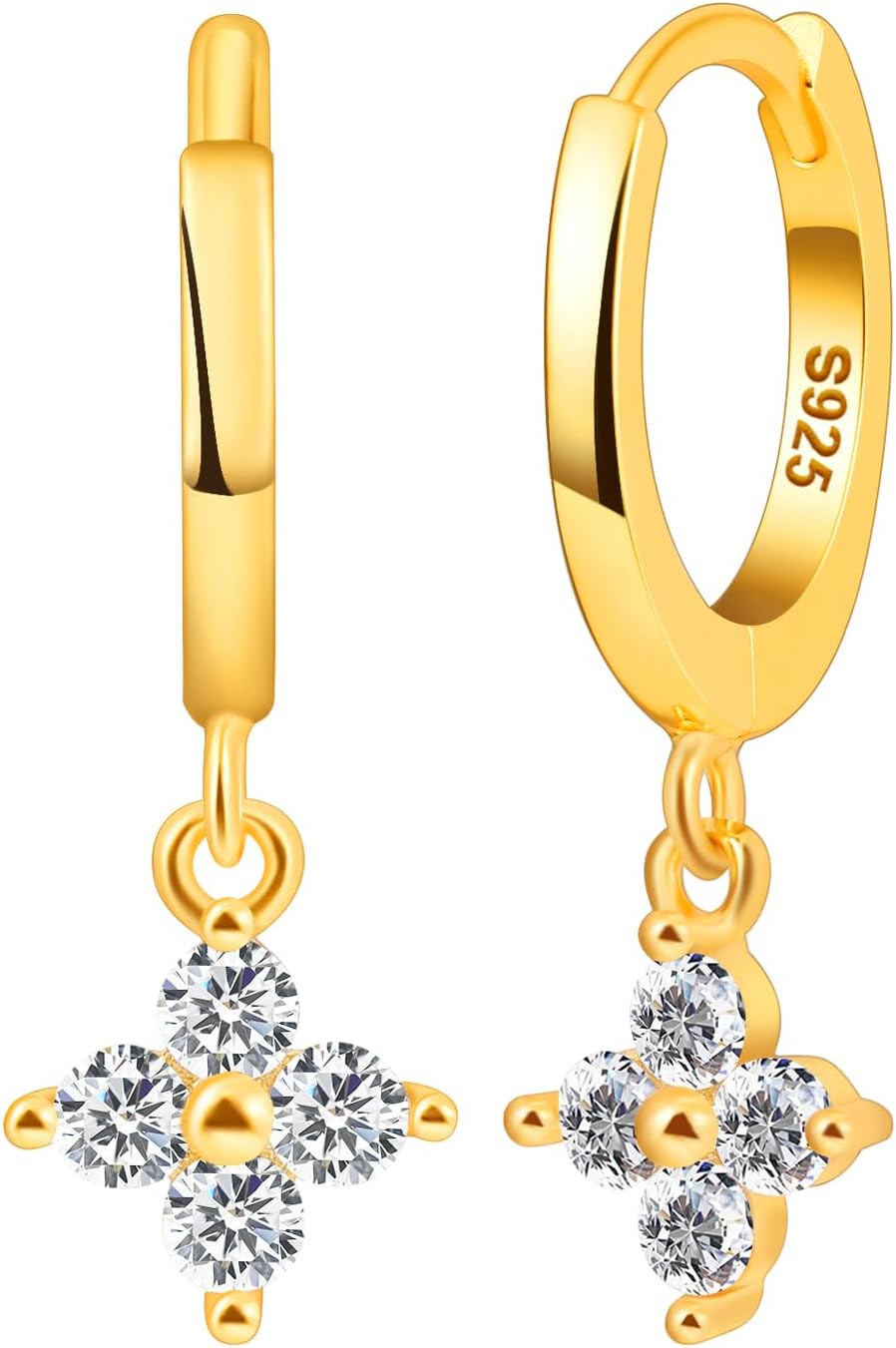 NAITIAY Sterling Silver Clover Huggie Earrings