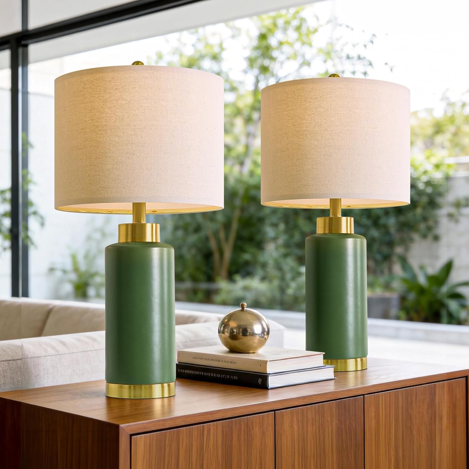 USumkky Green Ceramic Table Lamps