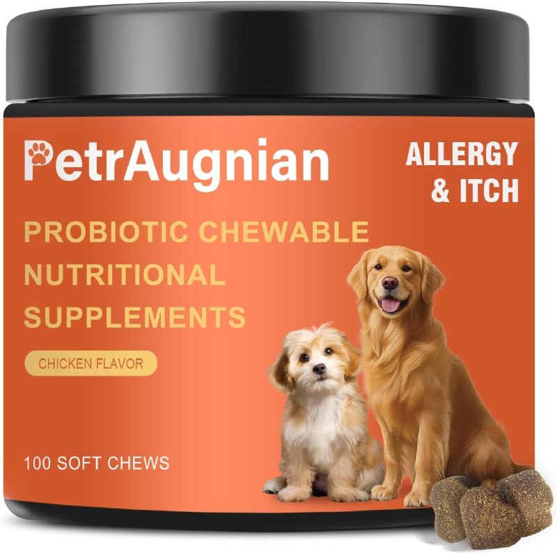 Dog Allergy Chews Daily Support for Itchy Skin, Immune Health & Seasonal Allergies from Probiotics Omega 3 Quercetin Colostrum,Paw Licking, Pet Itchy Ear Relief Supplement - 100ct