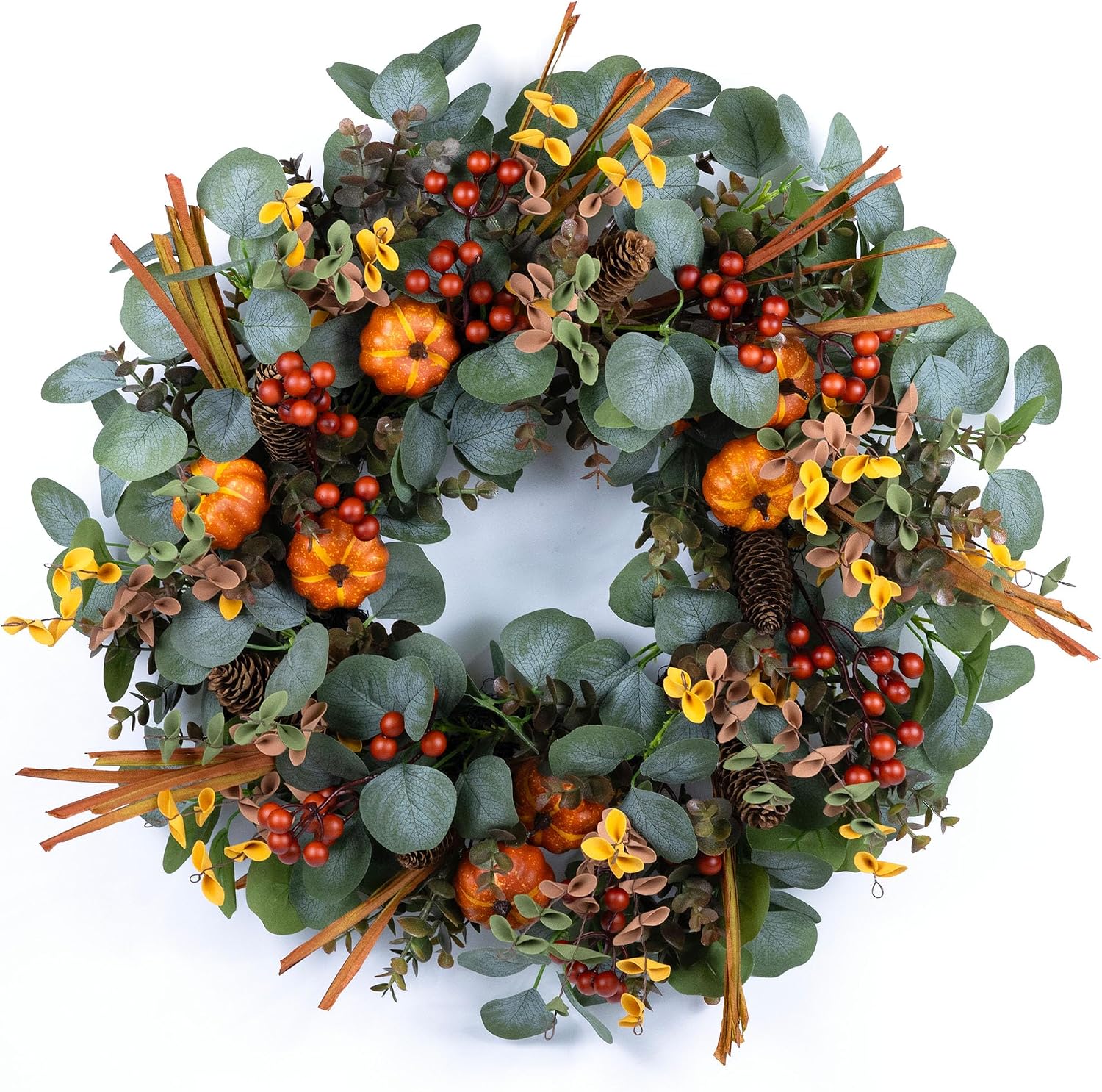 Eucalyptus Fall Wreaths with Pumpkins