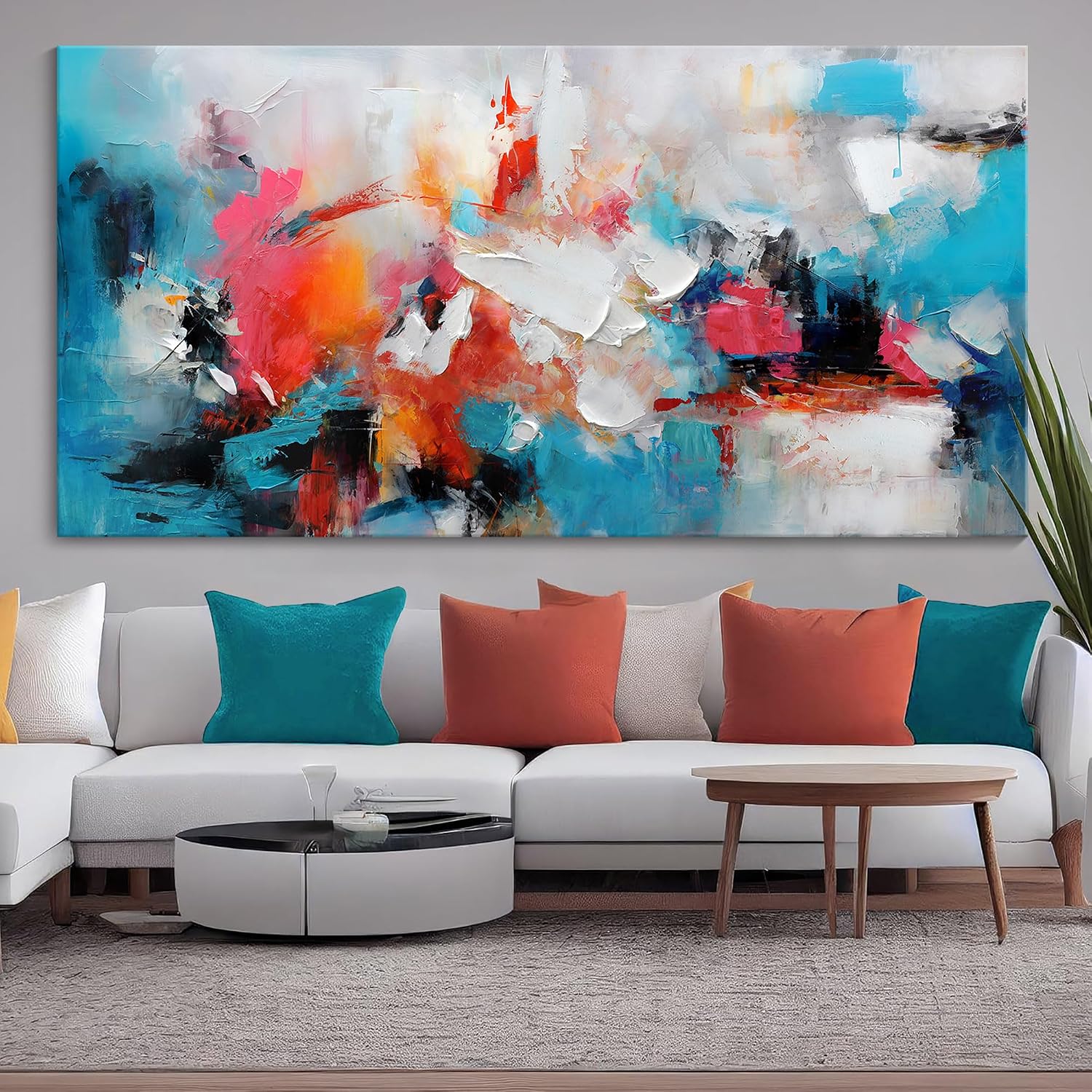 Hand Painted Blue Art Canvas