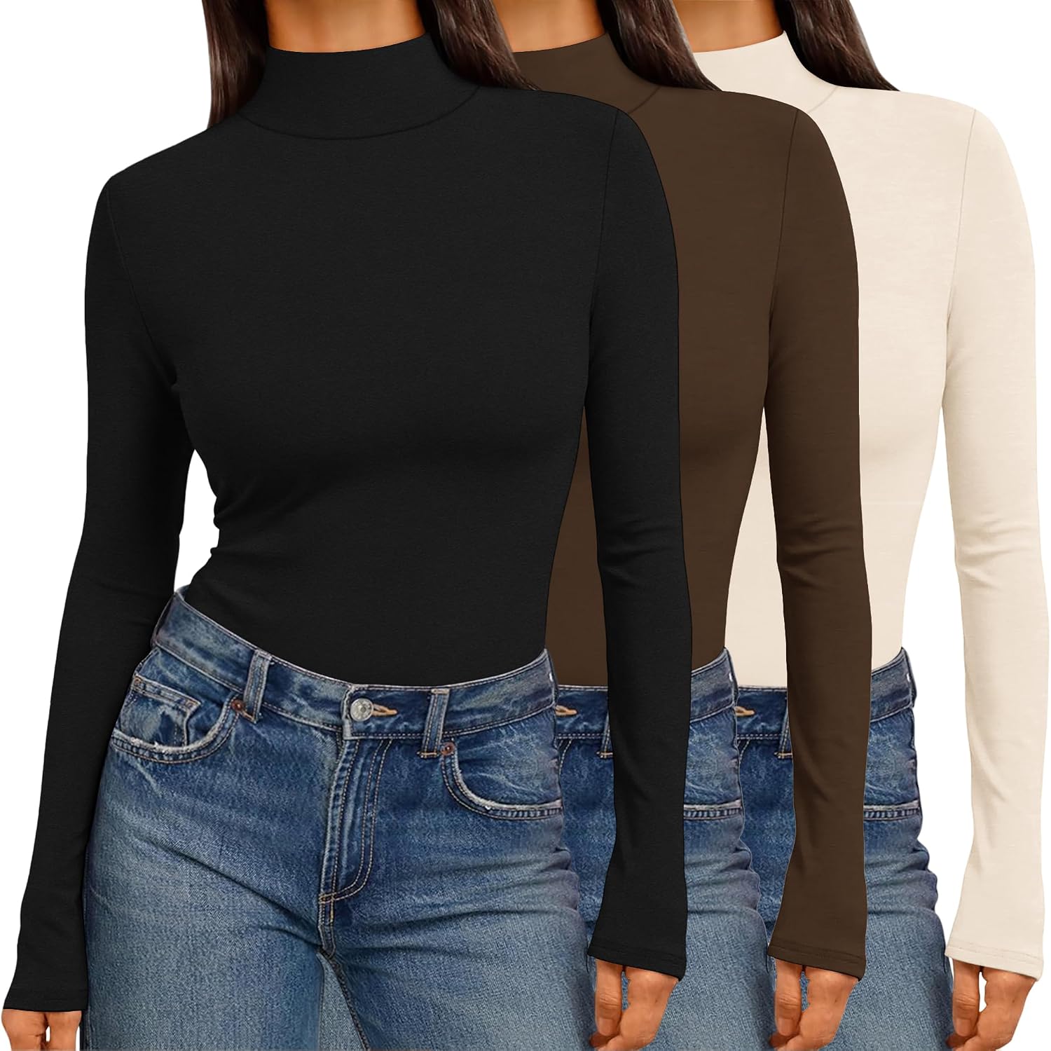 Ekouaer Mock Turtleneck Tops