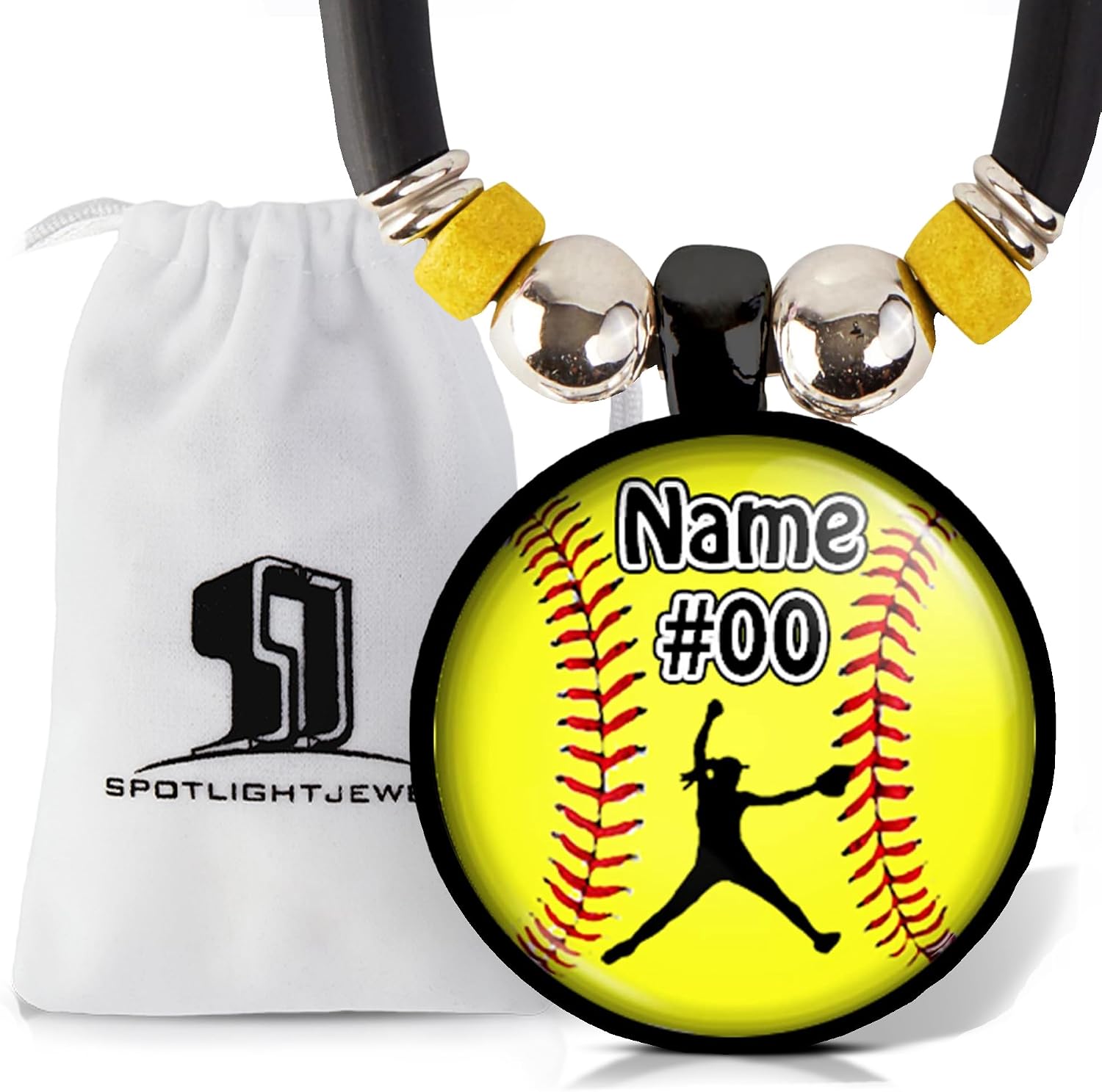 Personalized Softball Pendant Necklaces