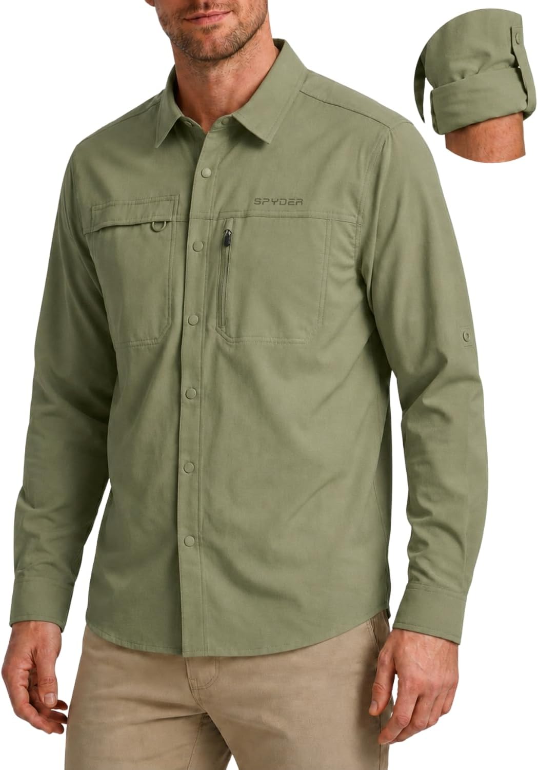Spyder Fishing Shirts for Men - Roll Up Long Sleeve, UPF 50+