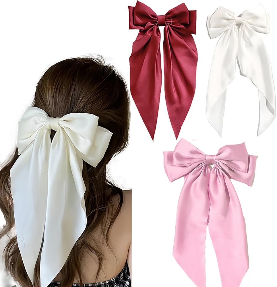 Large Ribbon Hair Bow Clips