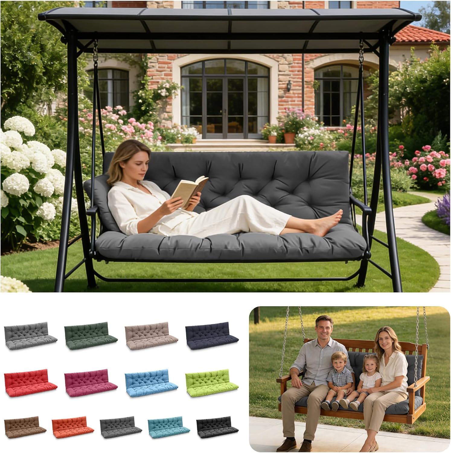 Porch Swing Cushions (Dark Gray