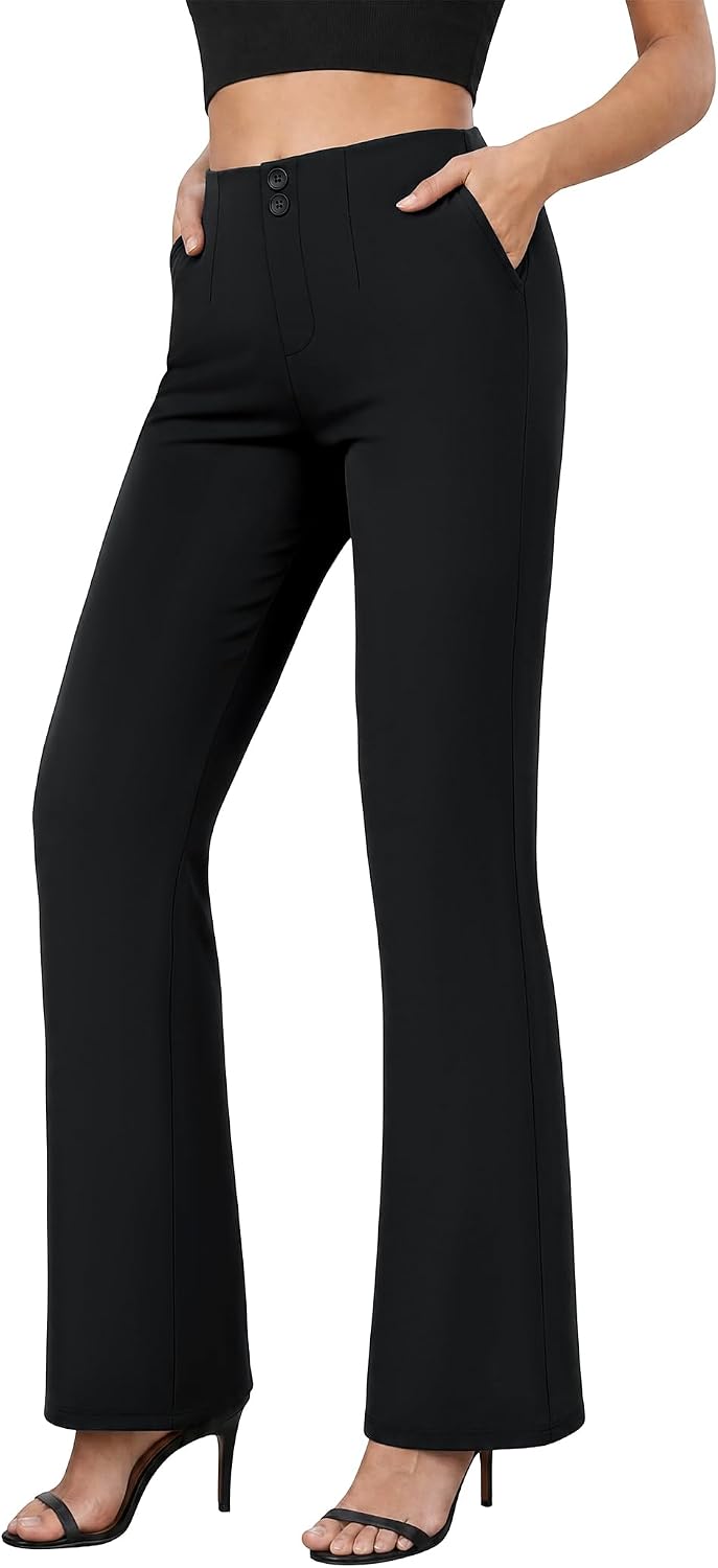 COPYLEAF Dress Pants Women Stretchy Work Pants Casual Flare Pull On Slacks