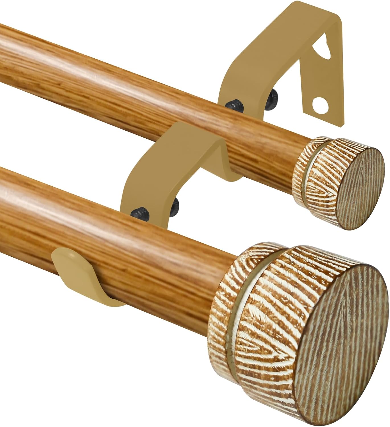 Wood Grain Double Curtain Rods