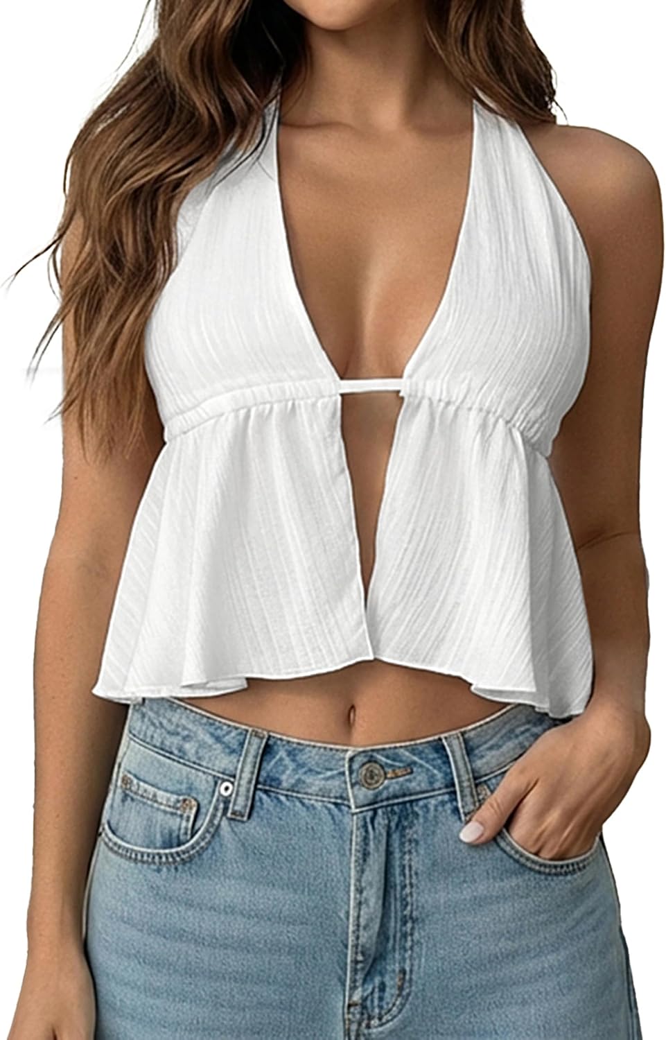 Women's Halter Crop Cami Tops