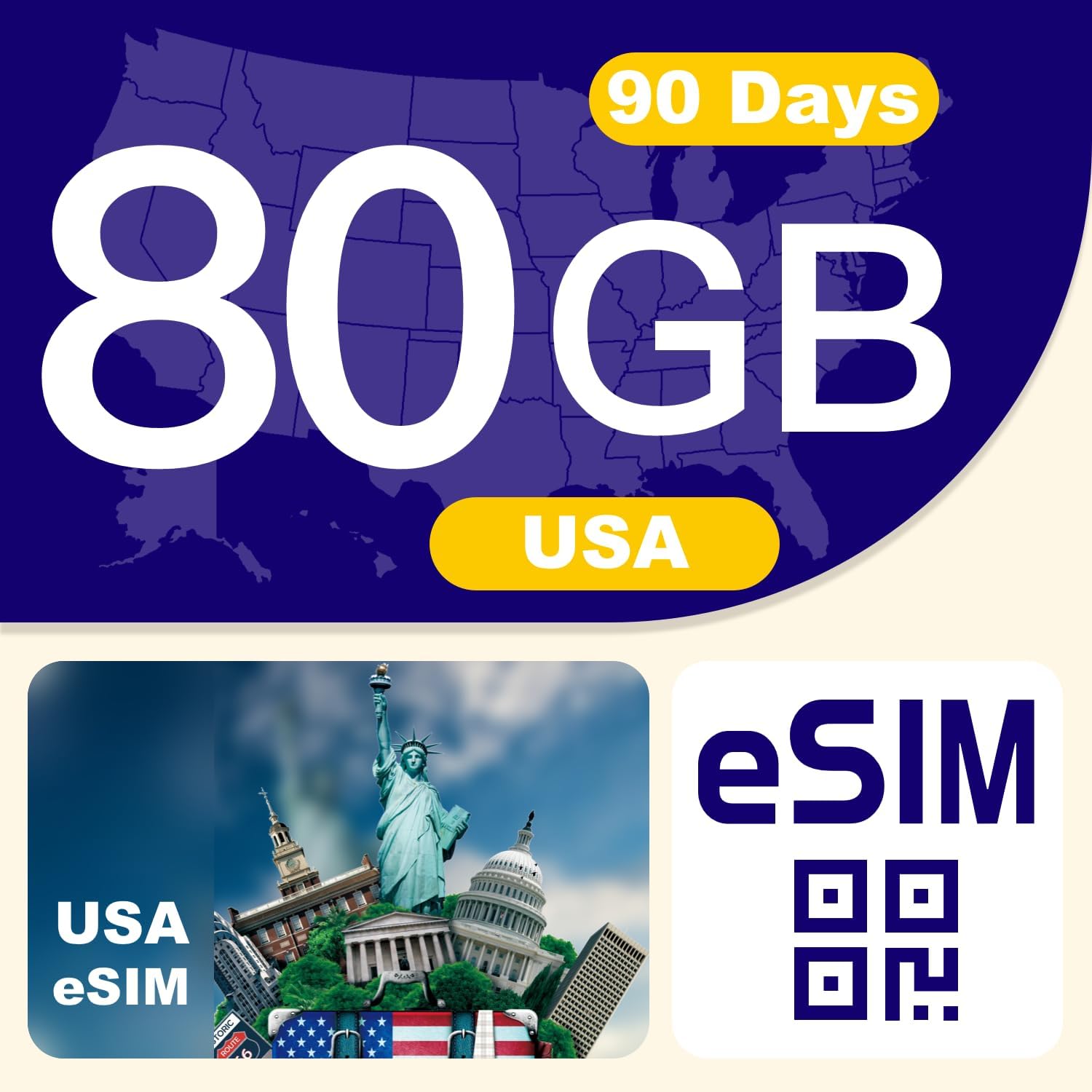 eSIM Cards USA Prepaid 80GB