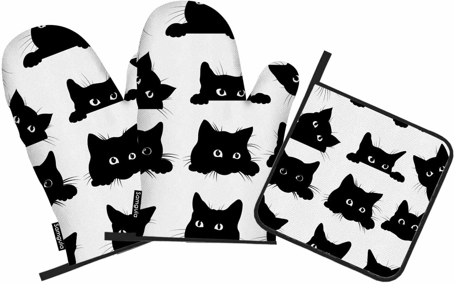 Black Cats Oven Mitts Sets