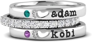 Unisota Personalized Birthstone Stackable Rings