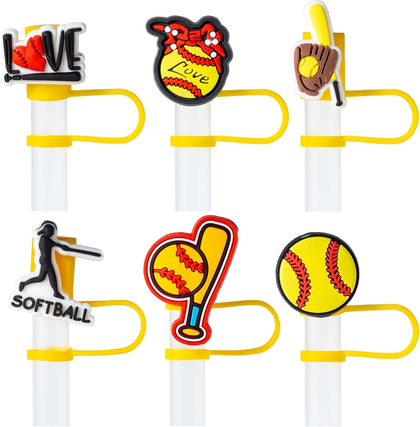 Softball Straw Cover Caps