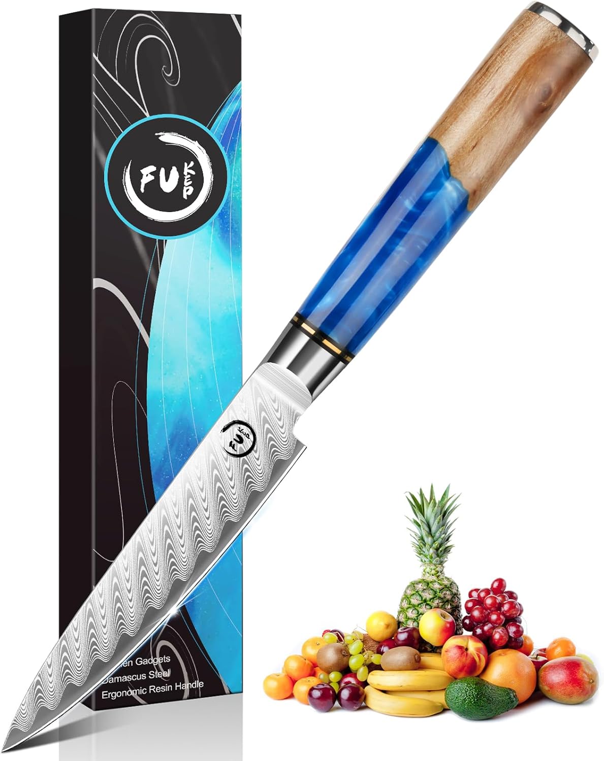 Fukep Damascus Paring Knives
