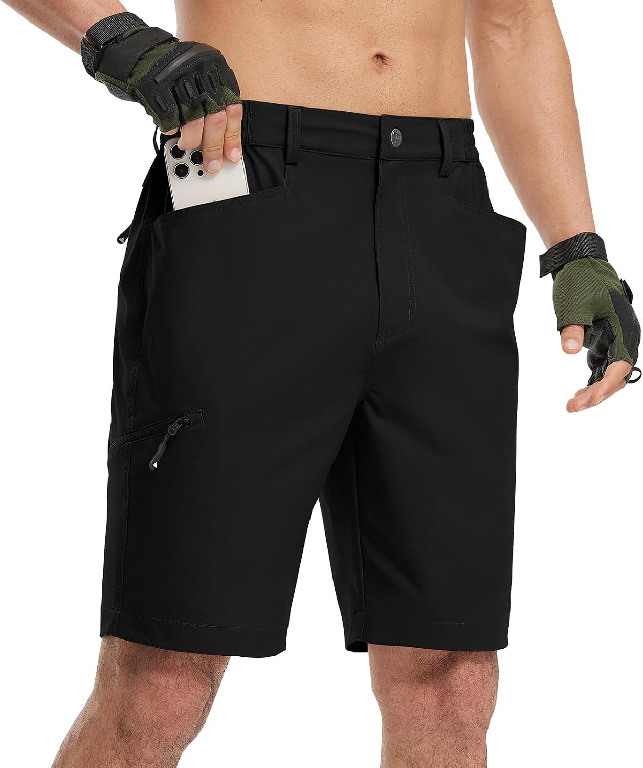 BGOWATU Men's Hiking Cargo Shorts 9" Casual Quick Dry Stretch Golf Shorts