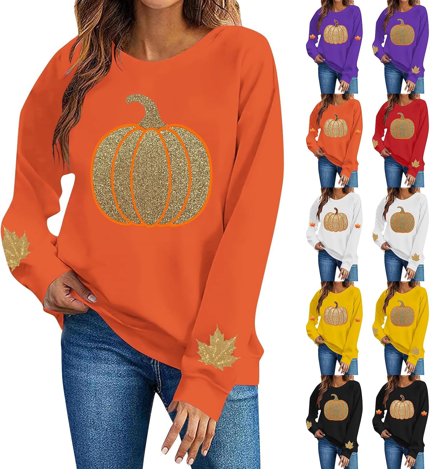 Halloween Glitter Pumpkin Sweatshirts