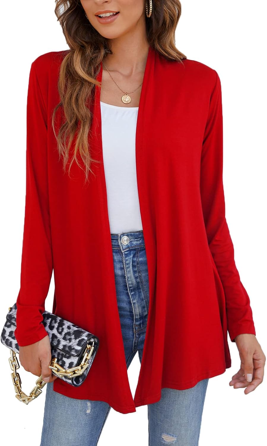 Women's Lightweight Open Front Cardigans Long Sleeve Casual Soft Drape Fall Cardigan