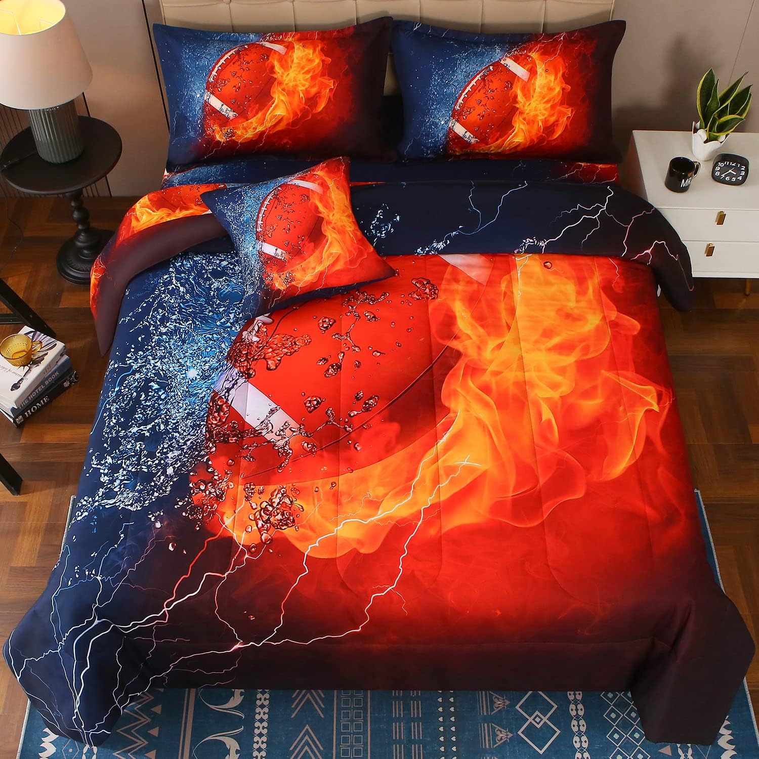 JQinHome Twin Football Comforters