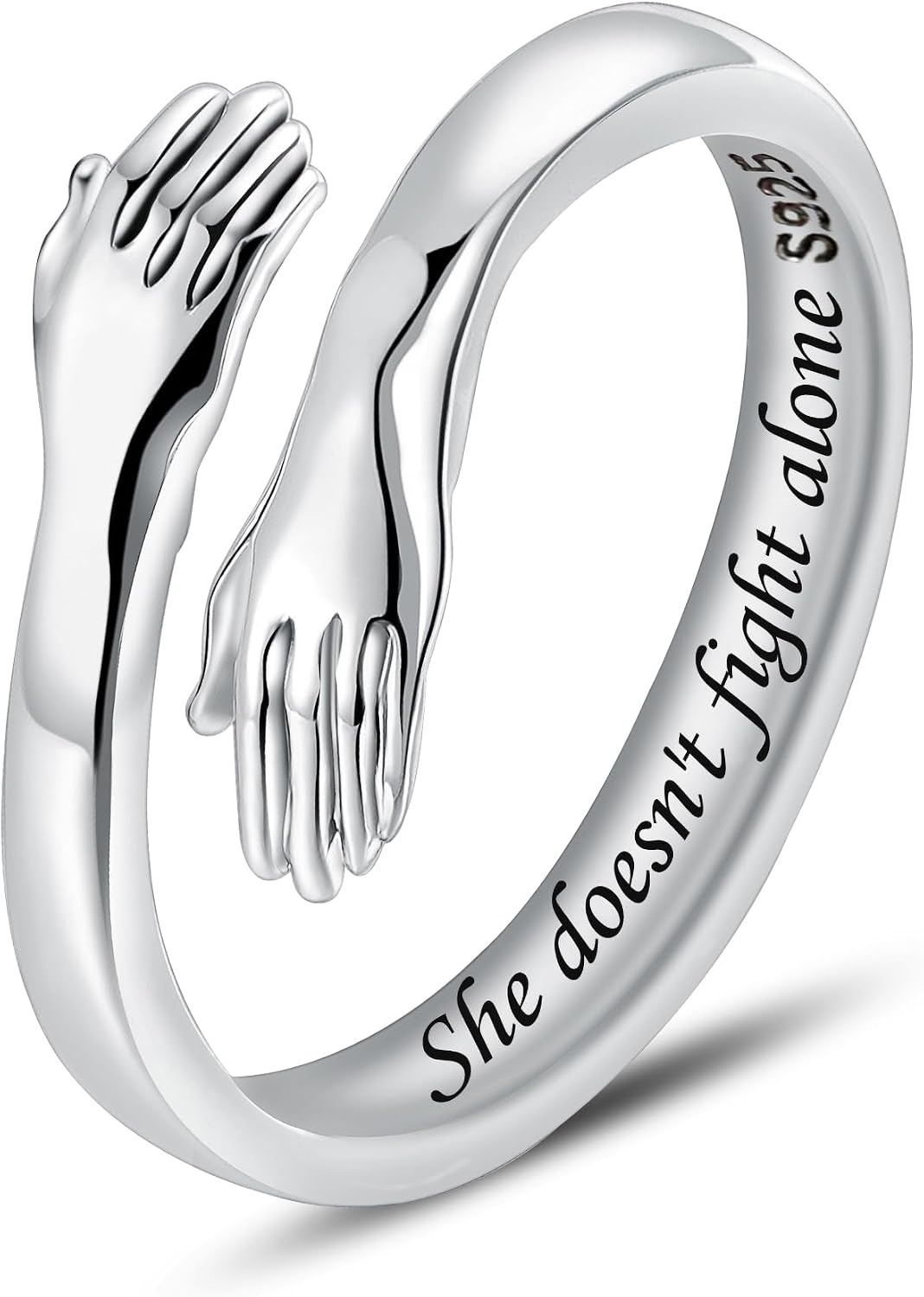 Lovecom Sterling Silver Hug Rings