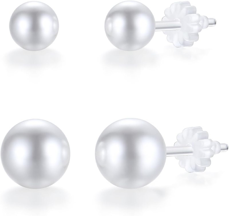KMEOSCH White Pearl Stud Earrings