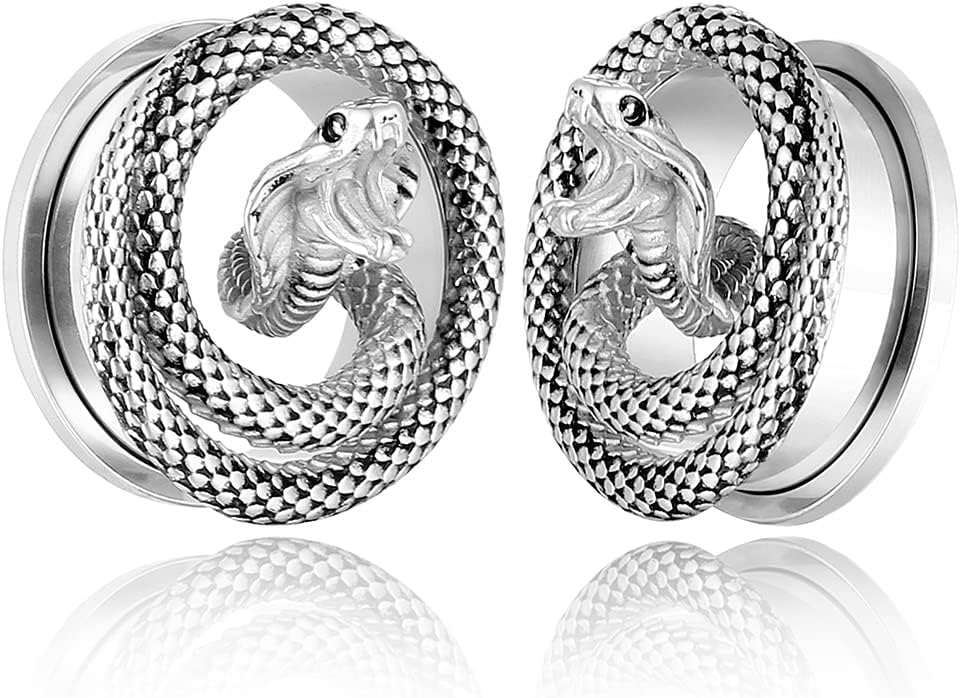 Twolobes Silver Snake Ear Plugs