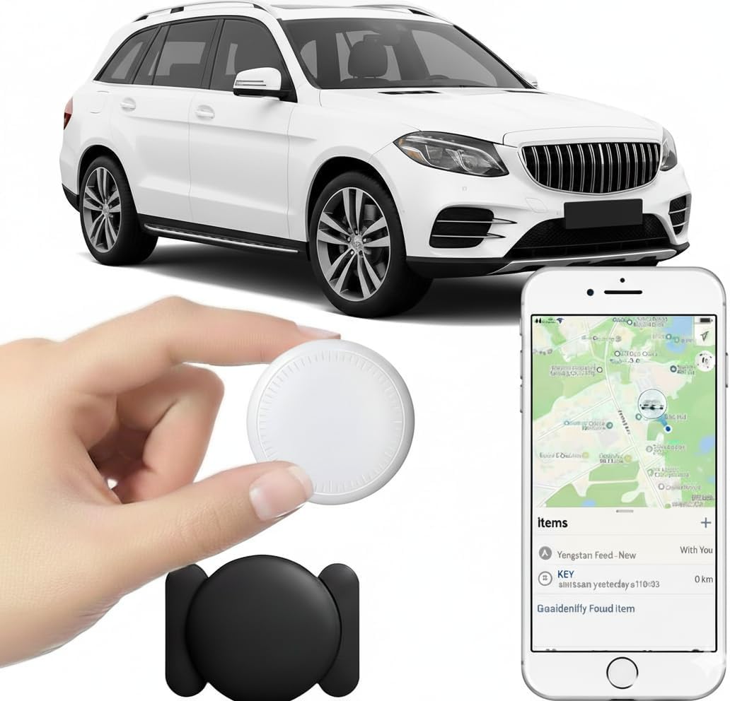 Mini Tracker for Vehicles, Magnetic Car Tracker with Anti-Theft Alerts - Works with Apple Find My (iOS Only), IP65 Waterproof, No Subscription, Hidden Tracking Device for Cars, Bikes, Luggage