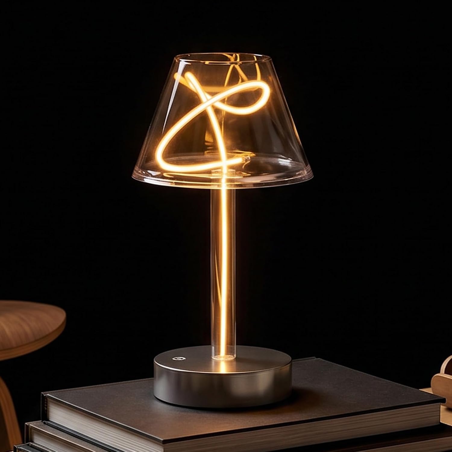 AUGE LIGHT Cordless Table Lamp, Twisted Filament Ambient Light