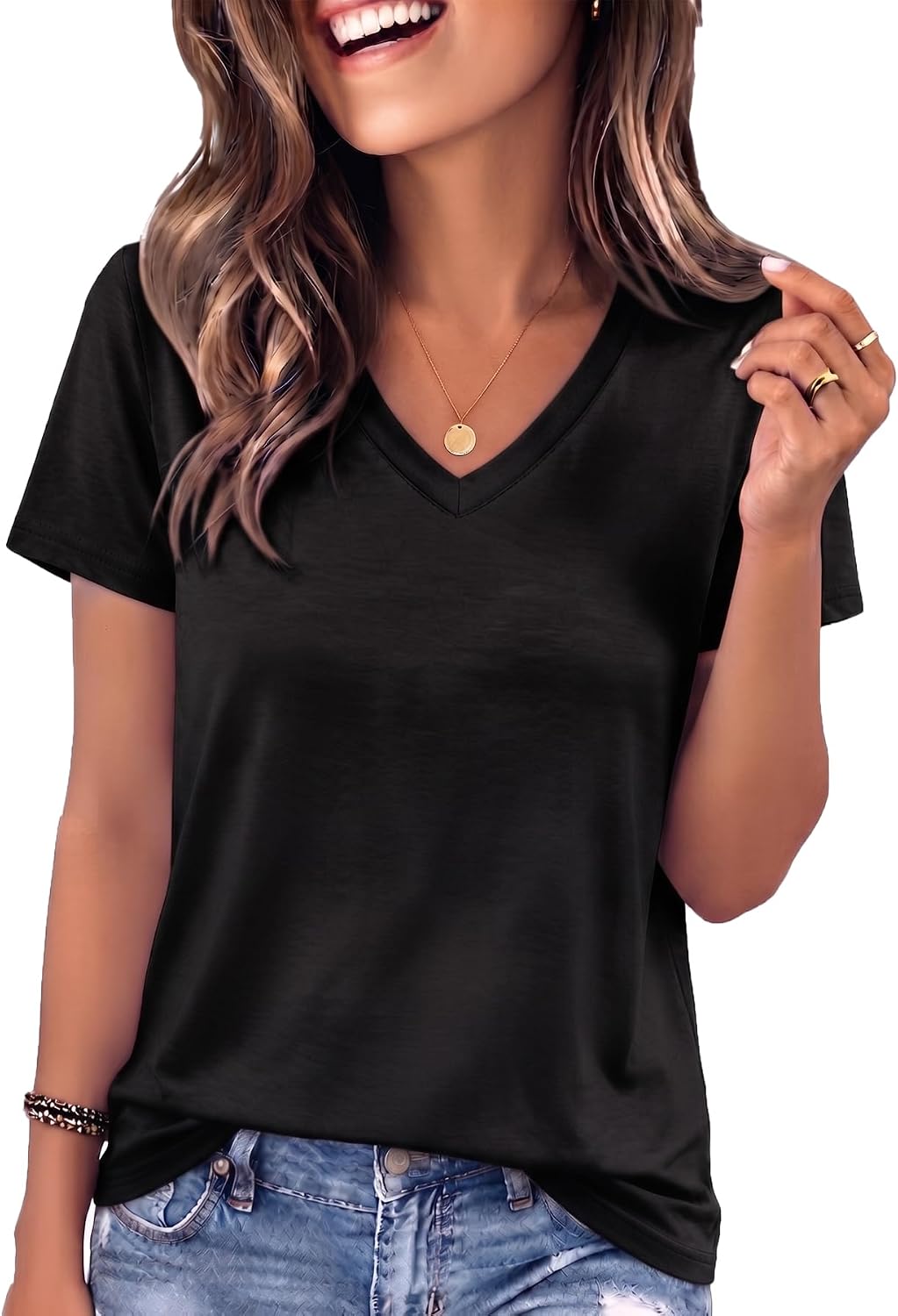 MIMOORN Women's V-Neck T-Shirts