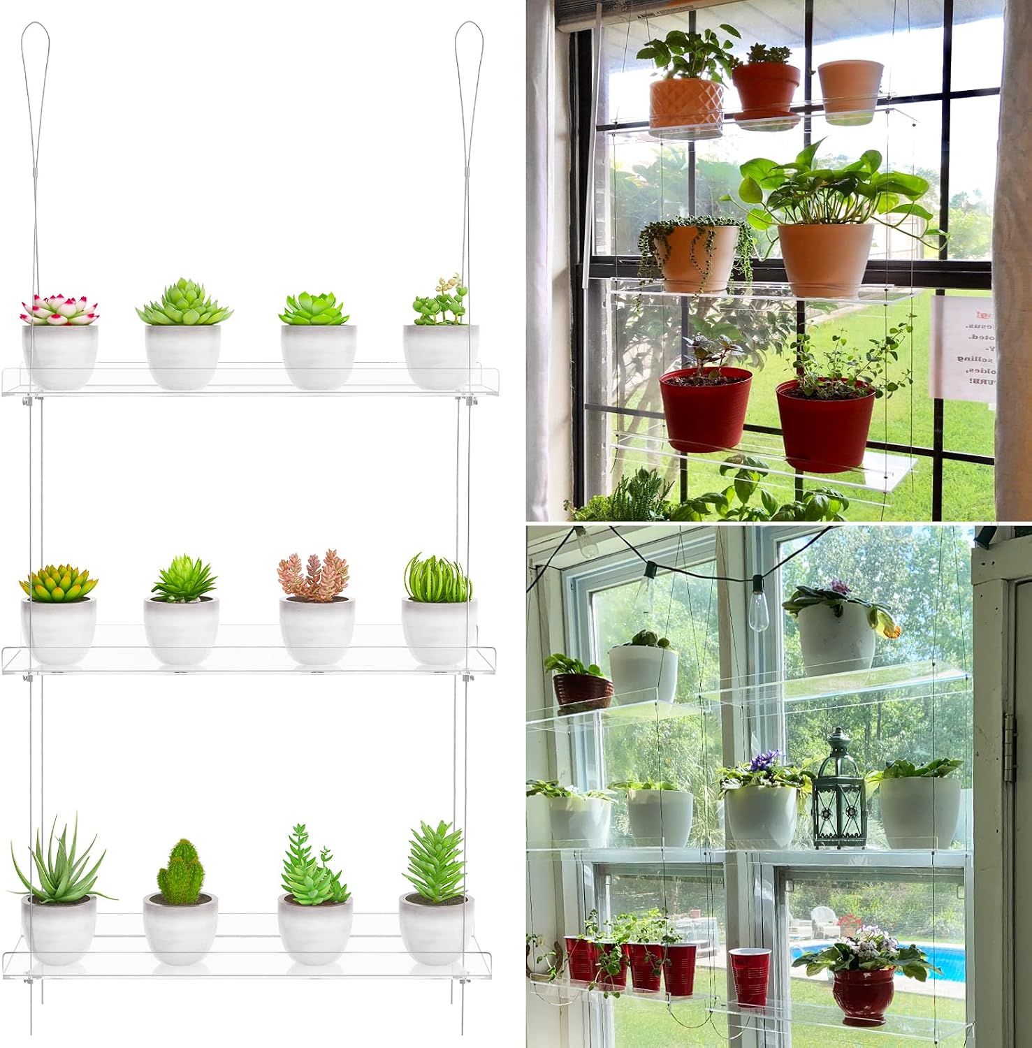Clear Hanging Plant Shelves