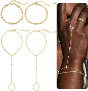 Gold Plated Hand Chain Bracelets