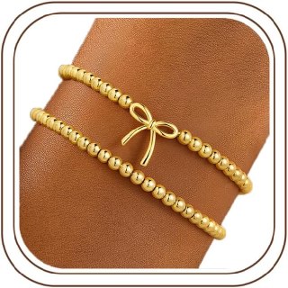 MOOHAM Gold Beaded Bracelets