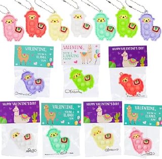 PR!CE DROP UNDER 7 ( ) Valentines Day Gifts for Kids, 30 Pack with Llama Pop It Toys, Valentines Day Cards for kids School Classroom Exchange, Party Favor Toys
