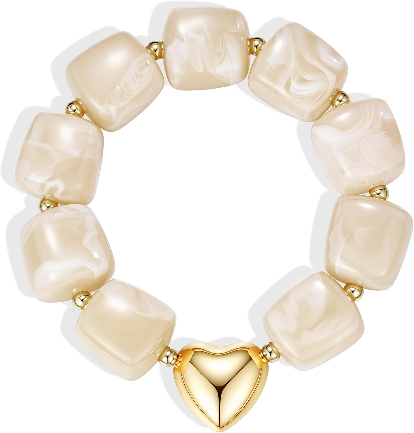 Turandoss Gold Beaded Heart Bracelets