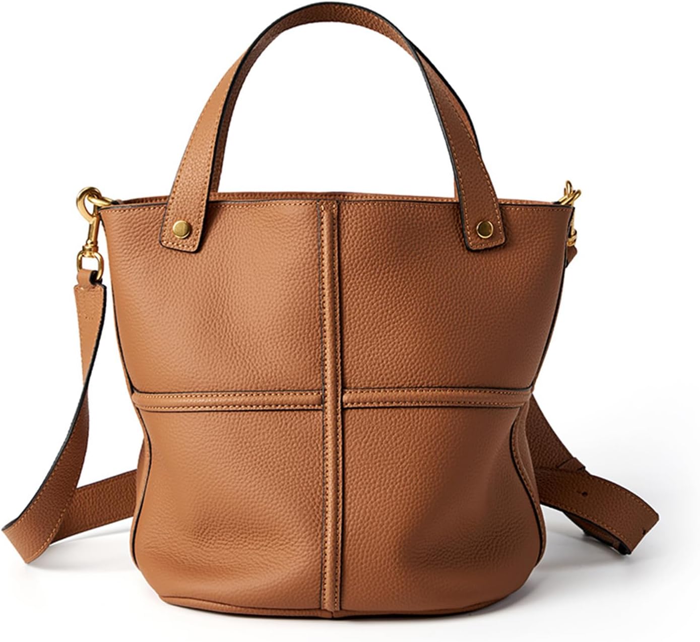 Leather Bucket Crossbody Bags for Women, Adjustable Strap