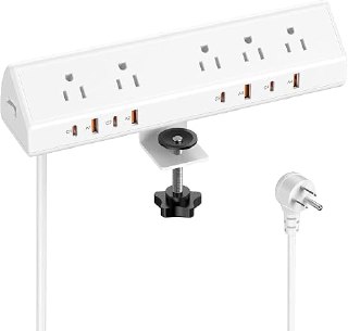 PR!CE DROP ( ) VILONG Desk Clamp Power Strip USB C 65W,Edge Mount Outlet,6FT,White