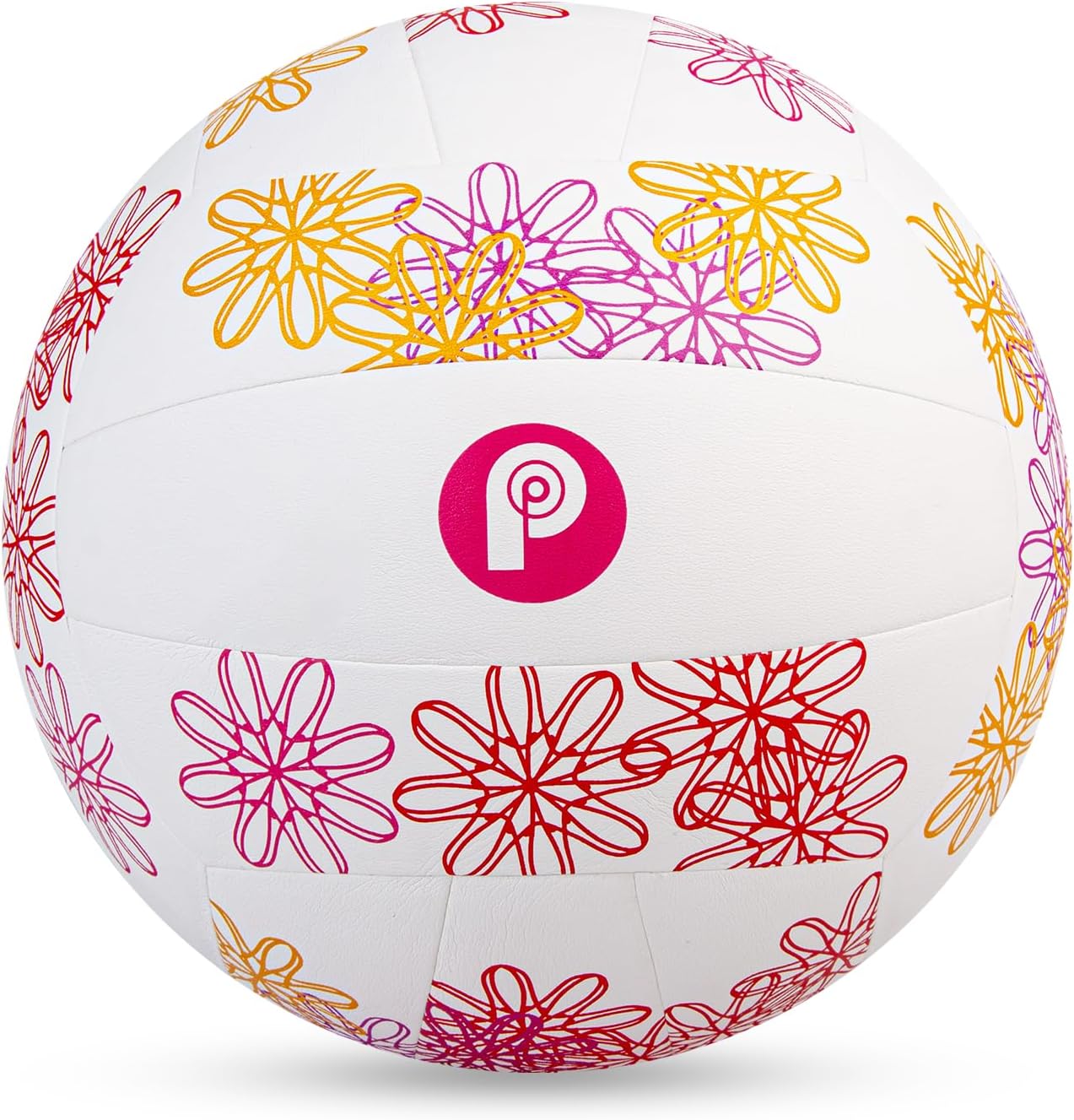 PP PICADOR Volleyball Size 5, Soft Light Pink Volleyball, Girls Vollyeball for Kids Youth Indoor Outdoor Sports Training Game Play Beginner (White Flower)