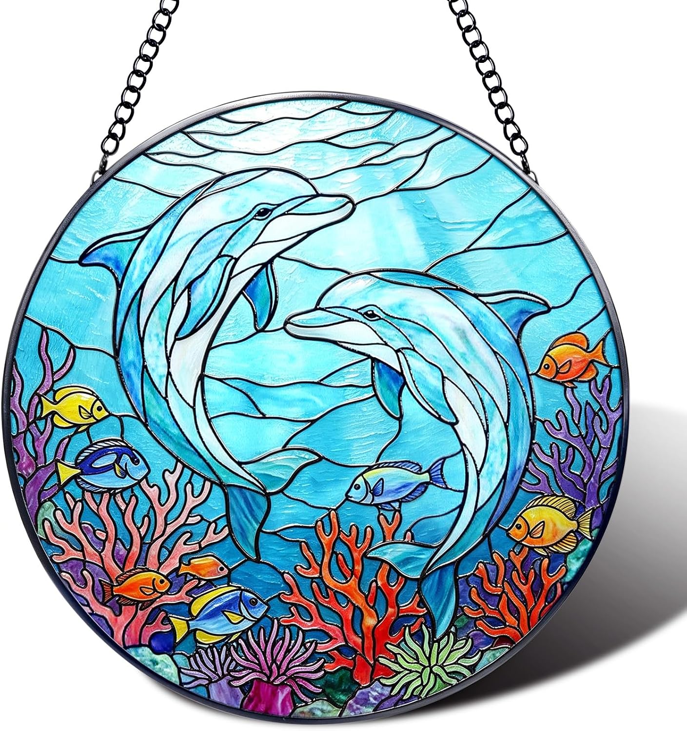 Blue Dolphin Stained Glass Suncatchers