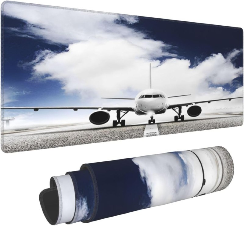 Aircraft Airplane Plane Mouse Pad, XL Extended Large Mouse Pads Gaming Mousepad Big Desk Mat for Computer Laptop PC Office Desktop, 12 X 31.5 Inch