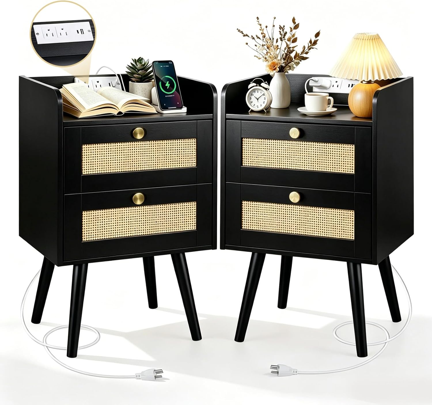 EOLULIG Rattan Nightstands