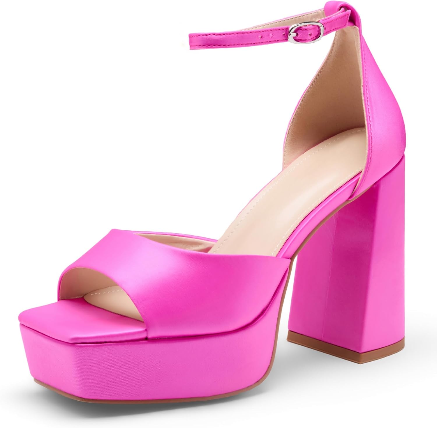 Women's Sandals Peep Toe:Chunky Heels Pumps Ankle Buckle Strap Platform Heels 4.7" High Heeled Evening Party Wedding Dress Shoes