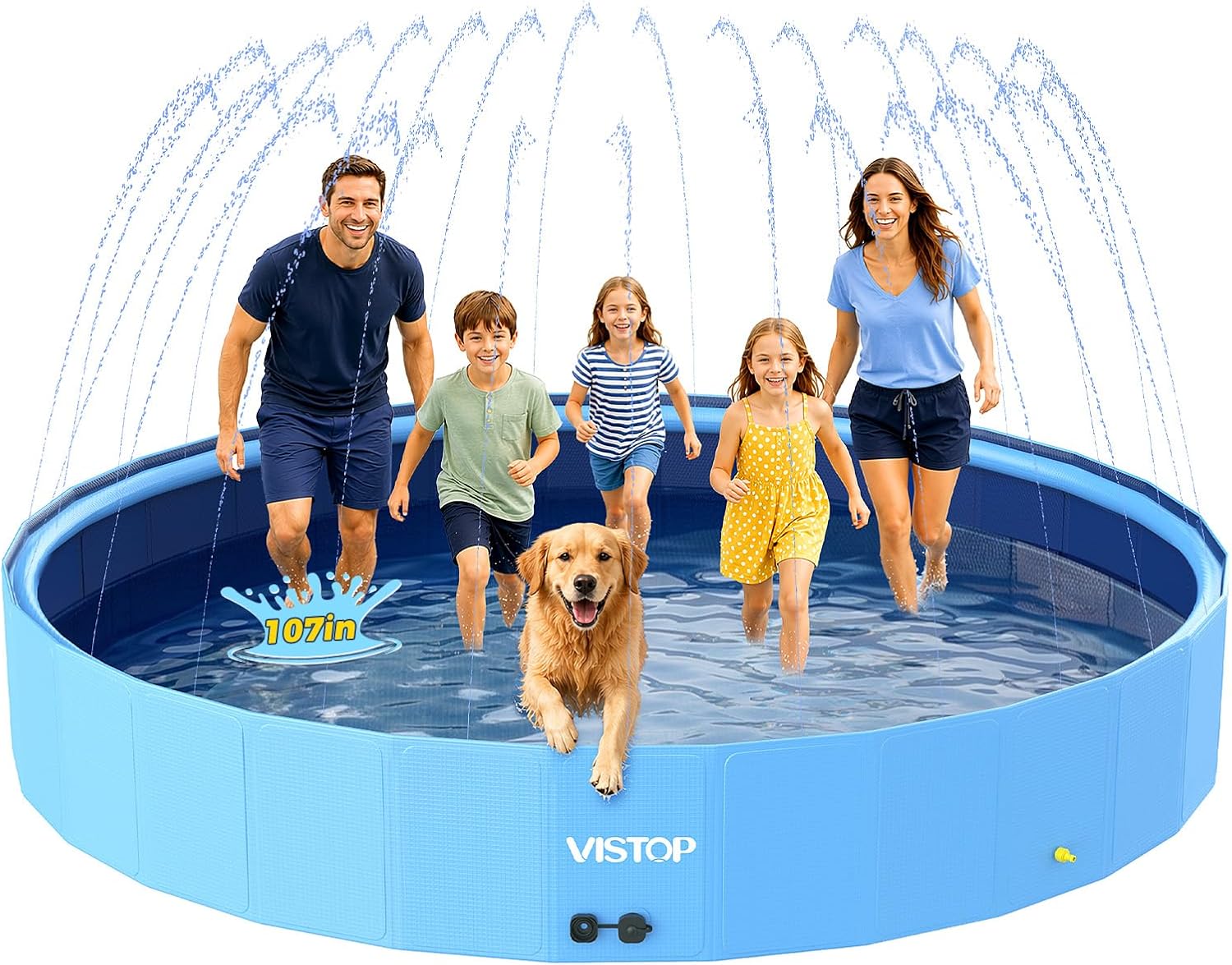 VISTOP Foldable Dog Pools with Sprinkler