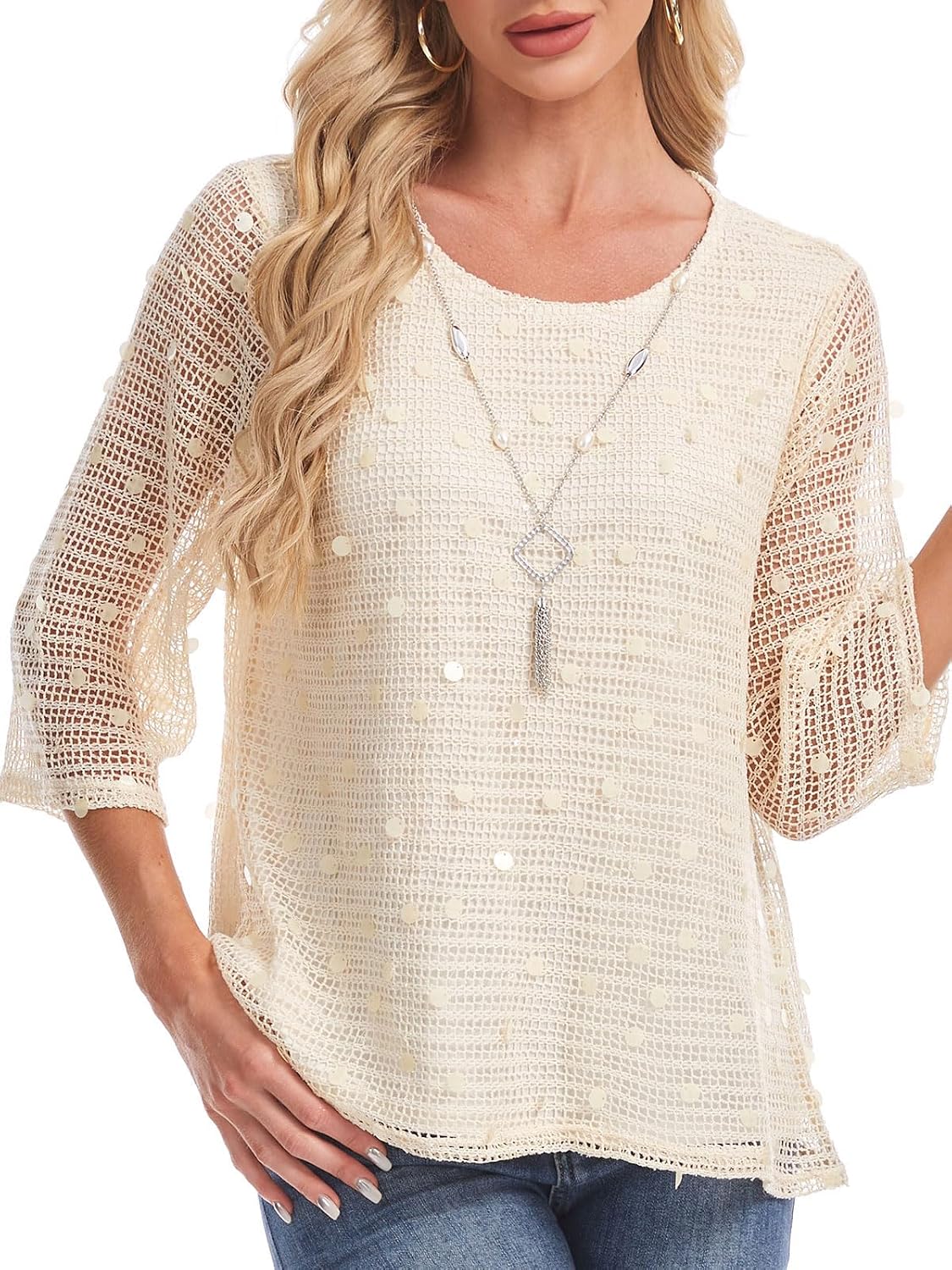 Crochet Beige Blouses