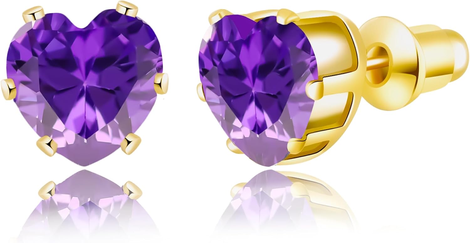 Amethyst Cubic Zirconia Stud Earrings