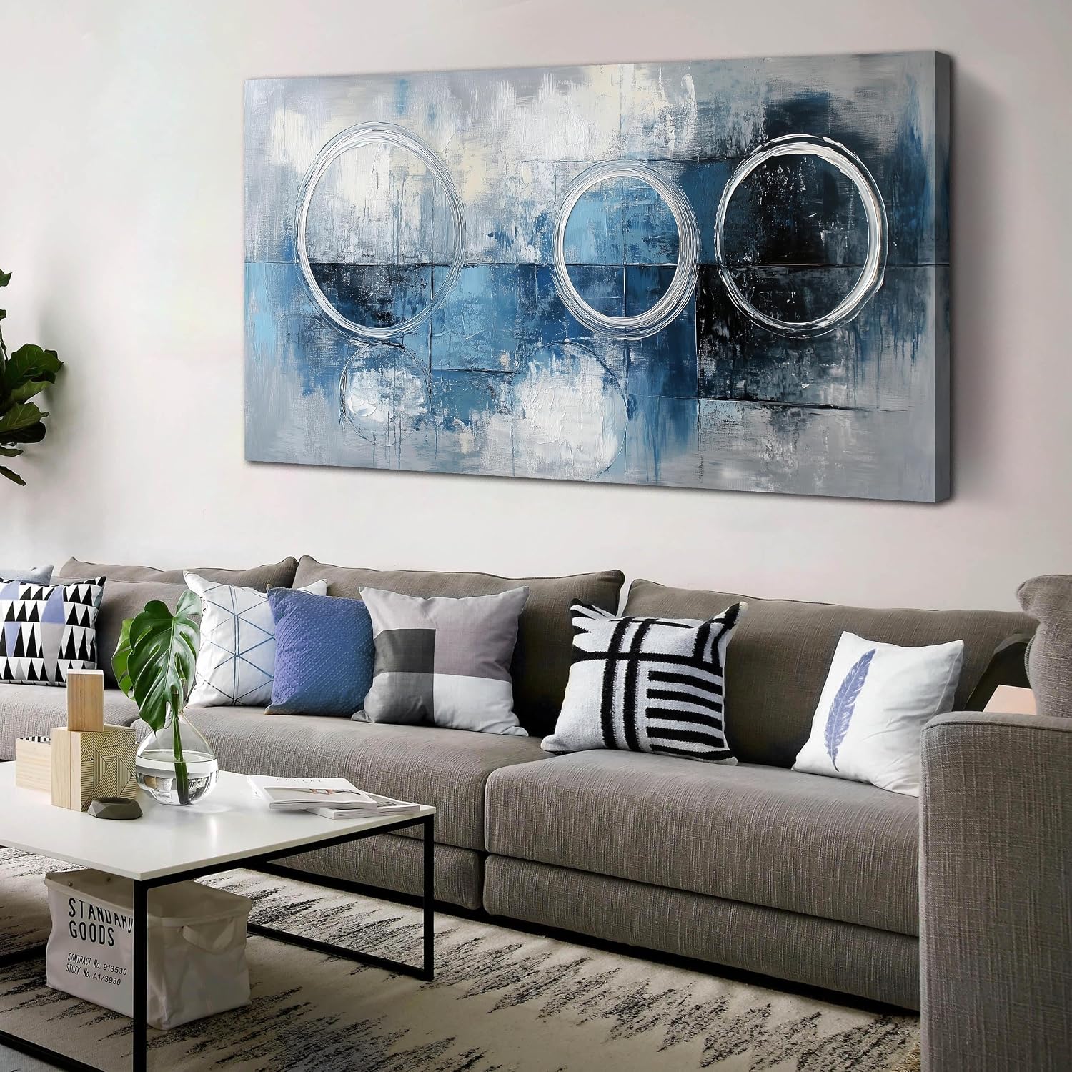 AOZEMI Abstract Blue Wall Arts